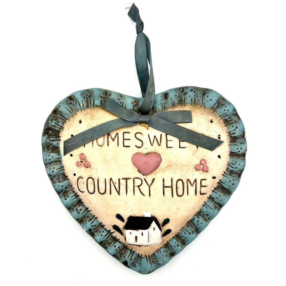 Vintage Home Sweet Country Home Heart Pie Wall Hanging Pottery Cottagecore Decor